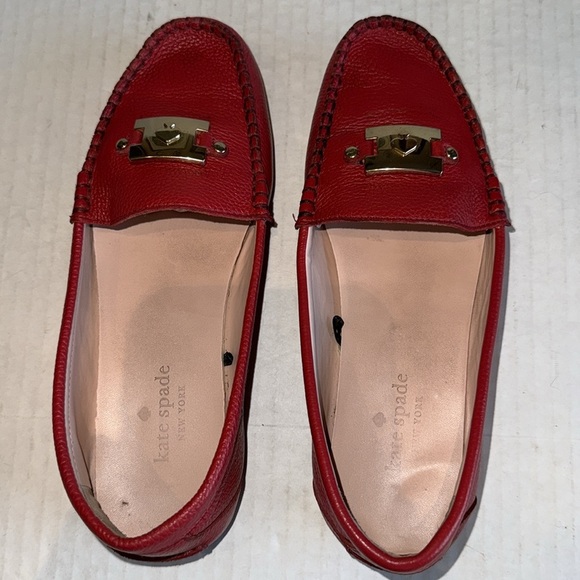Kate Spade Carmen Red Leather Loafers - Picture 10 of 12